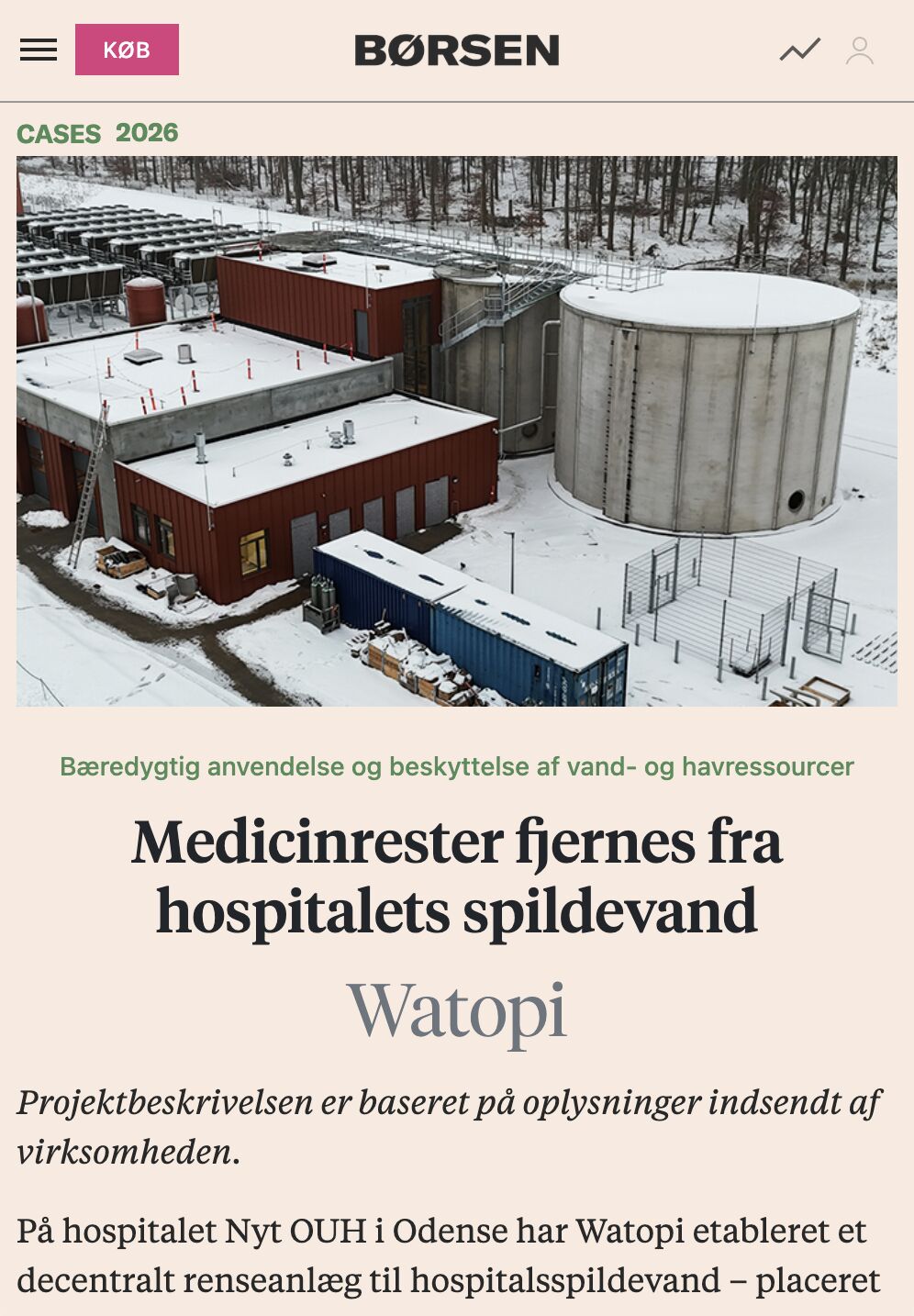 Watopi modtager bæredygtighedsdiplom fra Børsen
